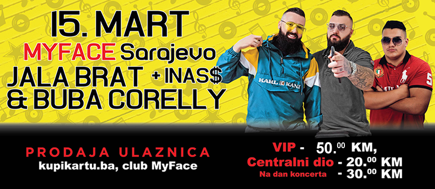 Koncert mjeseca sutra u Sarajevu uz Jalu Brata, Bubu Corellija i mladu repersku nadu Inas