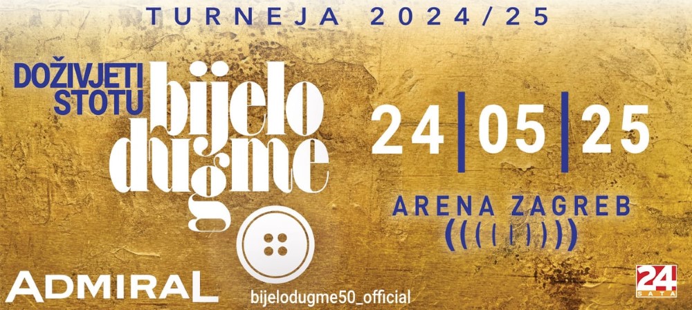 Treći koncert Bijelog dugmeta ove subote u Areni Zagreb! U prodaji ostala  još samo četvrtina ulaznica